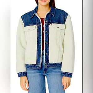 Levi's Sherpa Denim Jacket Coat Size XL